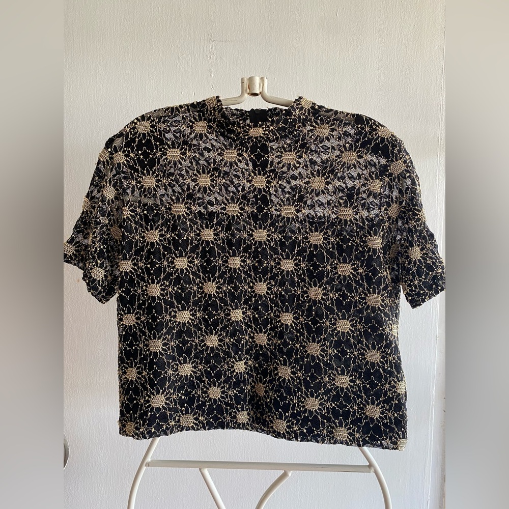 Vintage Gold Floral crop top MD